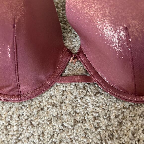 Savage X Fenty Women's Core Microfiber Metallic T-Shirt‎ Bra pink Size 36D - Picture 2 of 5